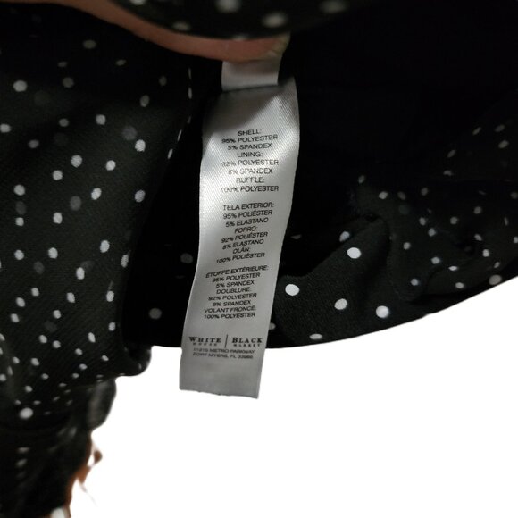 White House Black Market B&W Flutter V-Neck Wrap Look Polka Dot Dress Size 0 - Picture 7 of 10